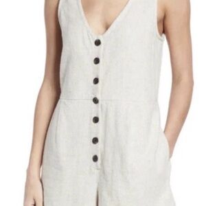 Madewell Beige Sleeveless Button Jumpsuit